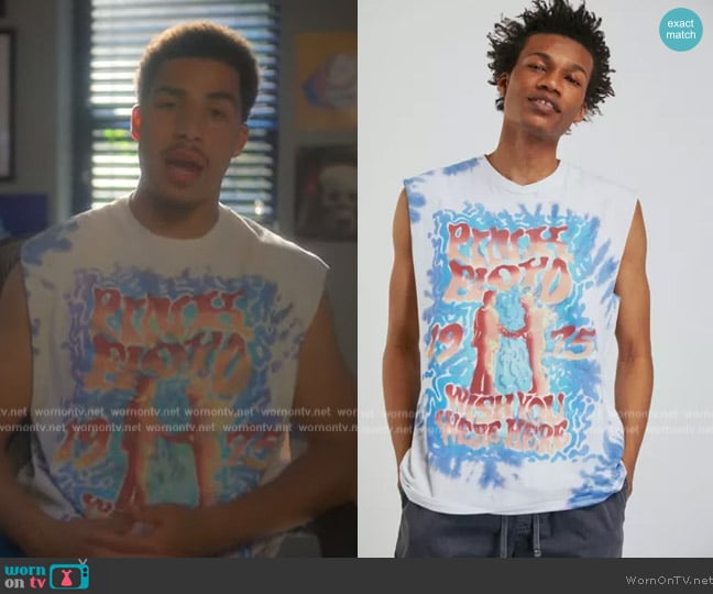 Urban Outfitters Pink Floyd Wish You Were Here Muscle Tee worn by Andre Johnson, Jr. (Marcus Scribner) on Grown-ish