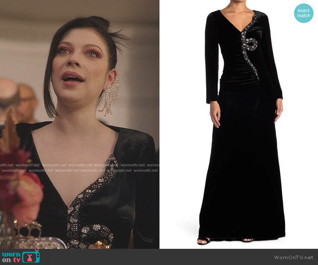 Valentino Beaded Snake Embellished Long Sleeve Gown worn by Georgina Sparks (Michelle Trachtenberg) on Gossip Girl