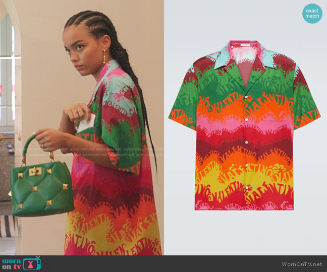 Valentino Printed Silk and Cotton Shirt worn by Zoya Lott (Whitney Peak) on Gossip Girl