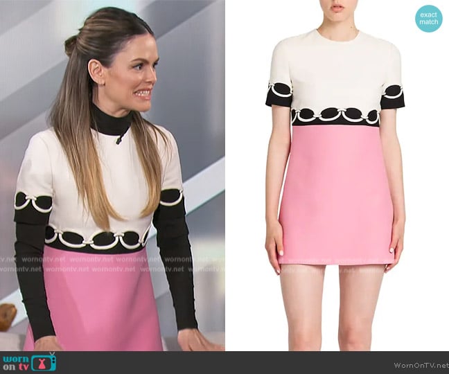 Valentino Embroidered Crepe A-Line Minidress worn by Rachel Bilson on The Talk