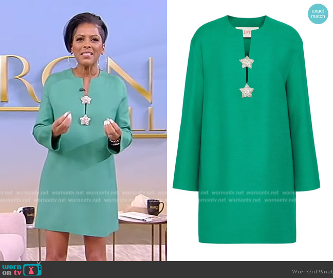 Valentino Star-embellished wool-blend dress worn by Tamron Hall on Tamron Hall Show