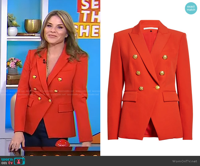 Veronica Beard Miller Dickey Jacket in Flame Red worn by Jenna Bush Hager on Today