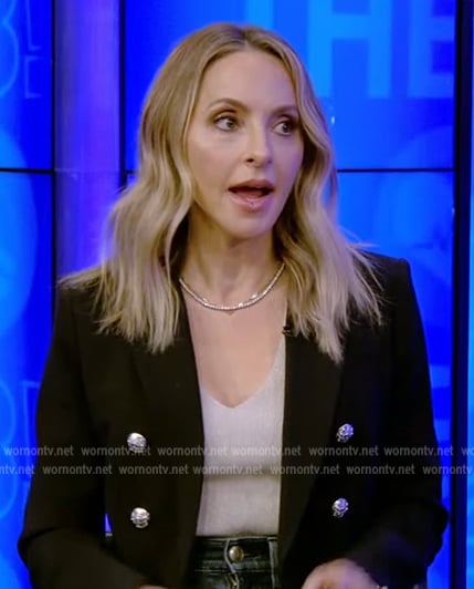 Gabby Bernstein’s black double breasted blazer on Live with Kelly and Ryan