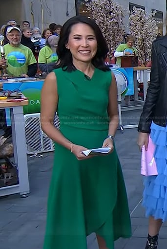 Vicky’s green asymmetric midi dress on Today