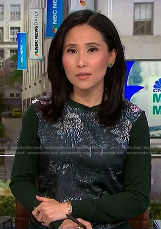 Vicky’s green forest print sweater on NBC News Daily