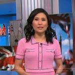 Vicky’s pink contrast trim dress on NBC News Daily