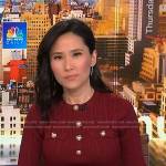 Vicky’s red ribbed button detail top on NBC News Daily