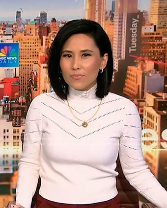 Vicky's white turtleneck sweater on NBC News Daily