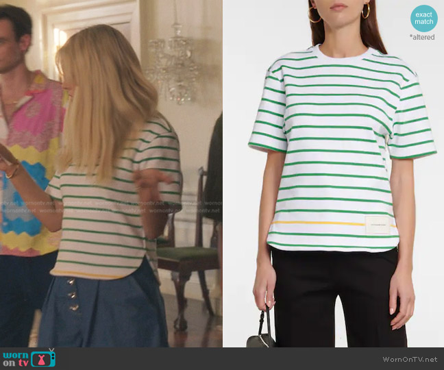 Victoria Beckham Striped Knitted Cotton T-shirt worn by Audrey Hope (Emily Alyn Lind) on Gossip Girl
