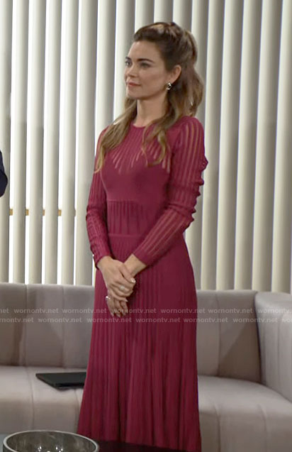 Victoria’s long pink knit dress on The Young and the Restless
