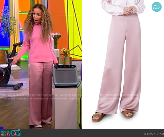 Vince High Waist Satin Wide Leg Pants worn by Sunny Hostin on The View