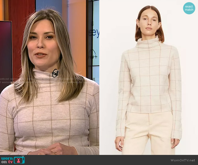 Vince Plush Cashmere Windowpane Plaid Turtleneck worn by Erin McLaughlin on Today