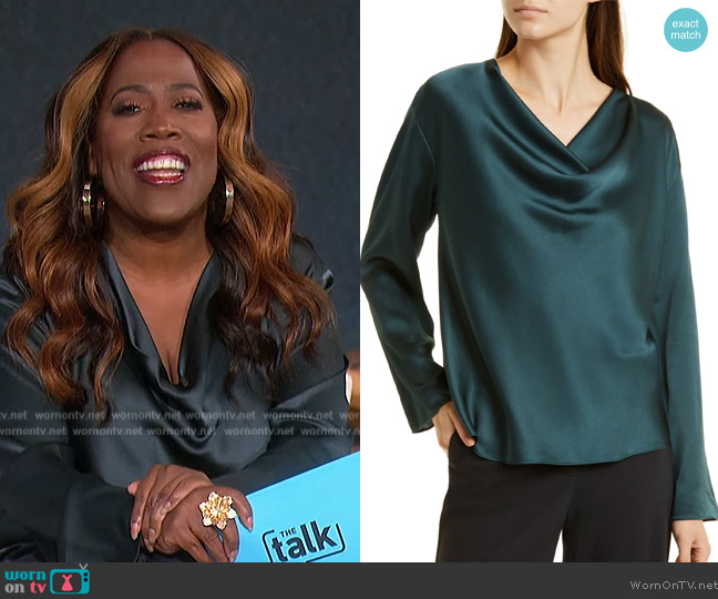 Vince Cowl Neck Silk Blouse worn by Sheryl Underwood on The Talk