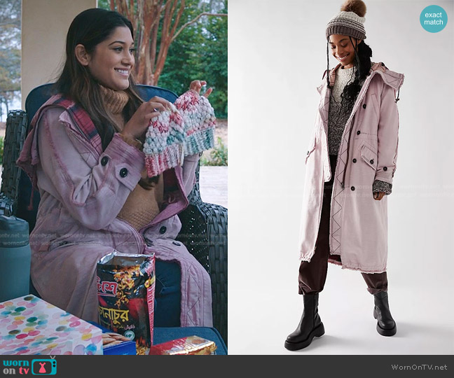 Padma’s pink hooded coat on The Resident