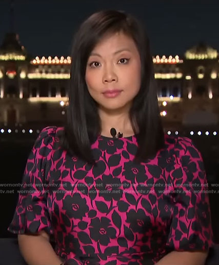 Weijia Jiang’s pink floral dress on CBS Mornings