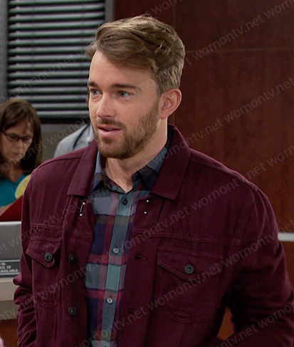 Will's wine red denim jacket on Days of our Lives
