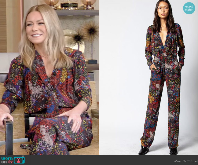 Zadig and Voltaire Captain Print Jumpsuit worn by Kelly Ripa on Live with Kelly and Ryan