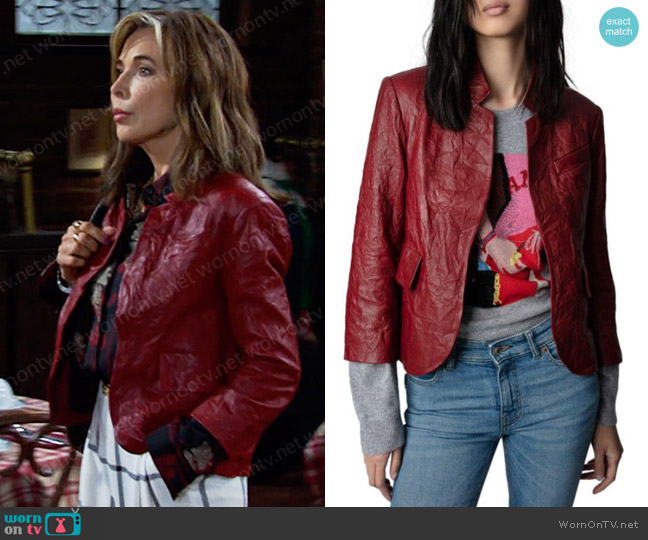 Zadig & Voltaire Textured Leather Jacket worn by Kate Roberts (Lauren Koslow) on Days of our Lives