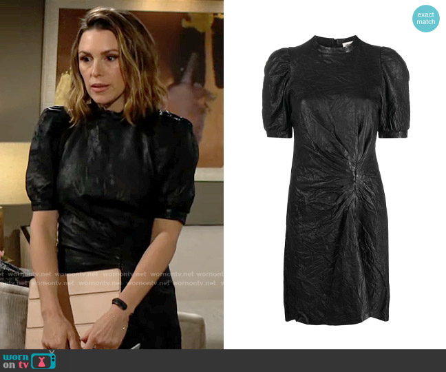 Zadig & Voltaire Rixe Crinkle Leather Dress worn by Chloe Mitchell (Elizabeth Hendrickson) on The Young and the Restless