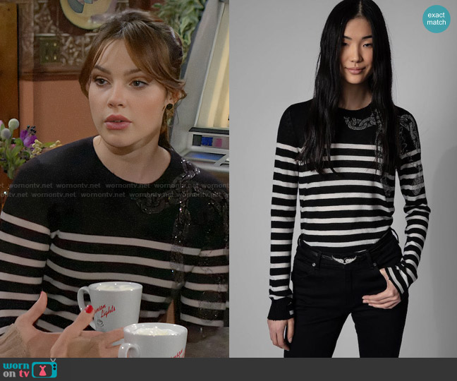 Zadig & Voltaire Source Sweater worn by Tessa Porter (Cait Fairbanks) on The Young and the Restless
