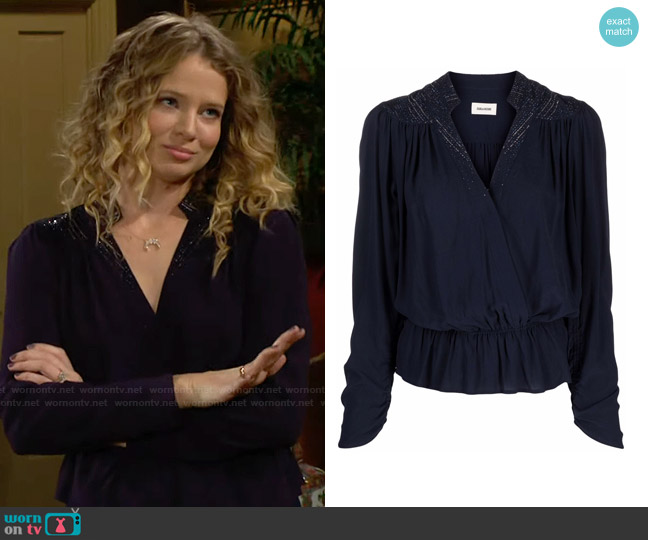 Zadig & Voltaire Tori Blouse worn by Summer Newman (Allison Lanier) on The Young and the Restless