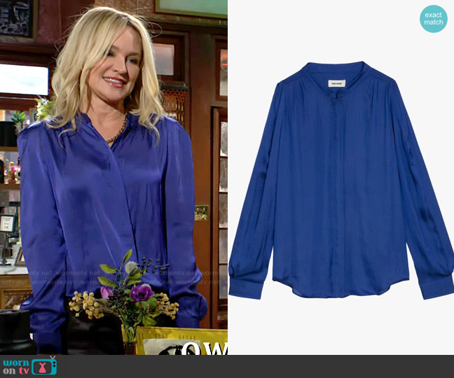 Zadig & Voltaire Touchy Top in Flag worn by Sharon Newman (Sharon Case) on The Young and the Restless