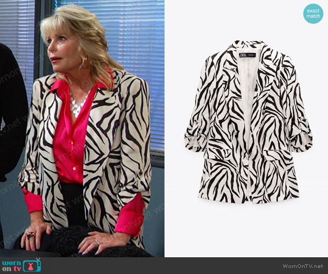 Zara Blazer with Rolled-Up Sleeves worn by Bonnie Lockhart (Judi Evans) on Days of our Lives