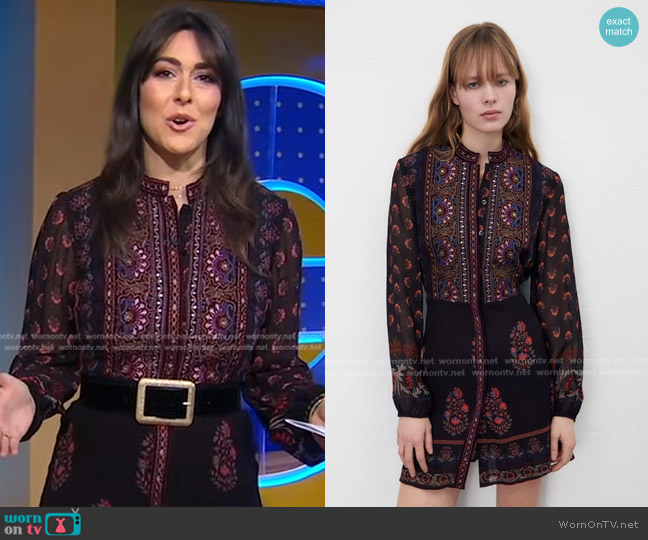 Zara Dress With Embroidered Yoke Tunic worn by Erielle Reshef on Good Morning America