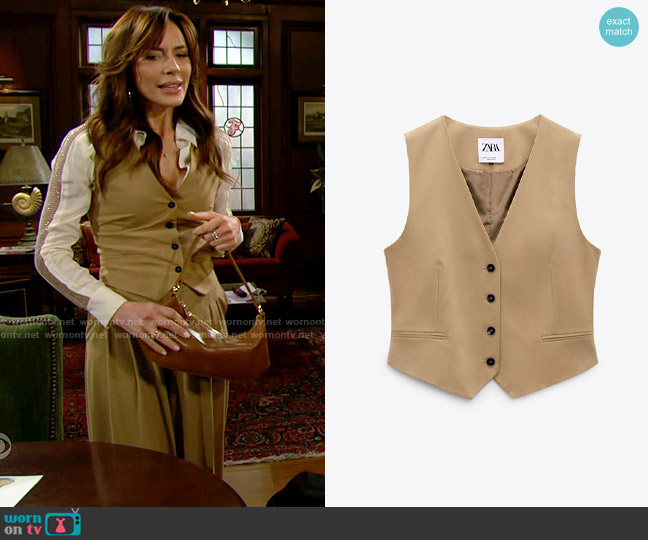 Zara Cropped Vest worn by Taylor Hayes (Krista Allen) on The Bold and the Beautiful