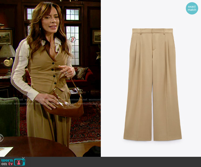Zara Full-Length Pleated Pants worn by Taylor Hayes (Krista Allen) on The Bold and the Beautiful