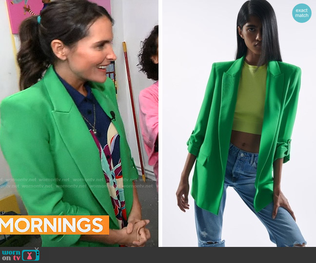 Zara Blazer with Rolled Up Sleeves worn by Lilia Luciano on CBS Mornings