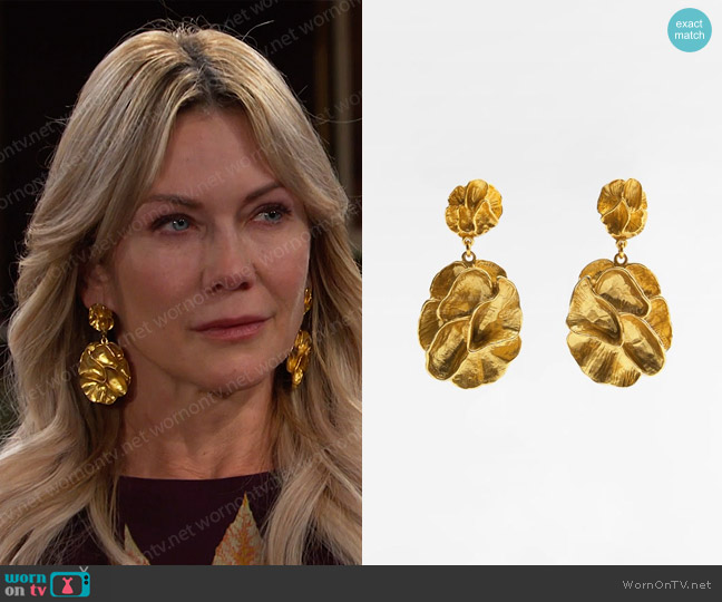 Zara Petals Earrings worn by Kristen DiMera (Stacy Haiduk) on Days of our Lives
