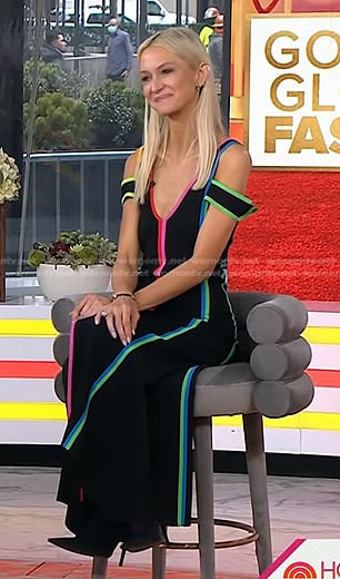 Zanna’s black contrast trim dress on Today