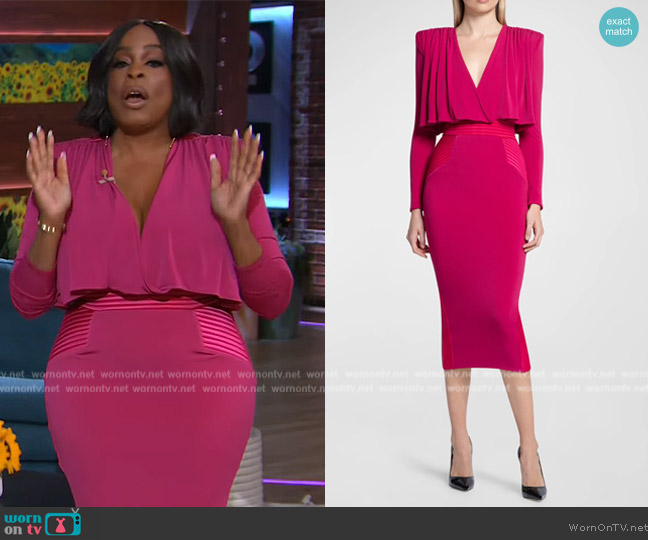 Zhivago The Will Capelet Midi Dress worn by Niecy Nash on The Kelly Clarkson Show