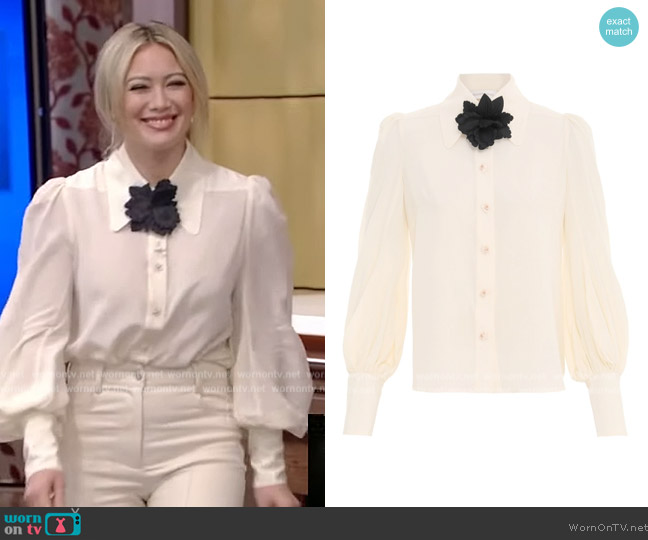 Zimmermann Blouson Shirt worn by Hillary Duff on Live with Kelly and Mark