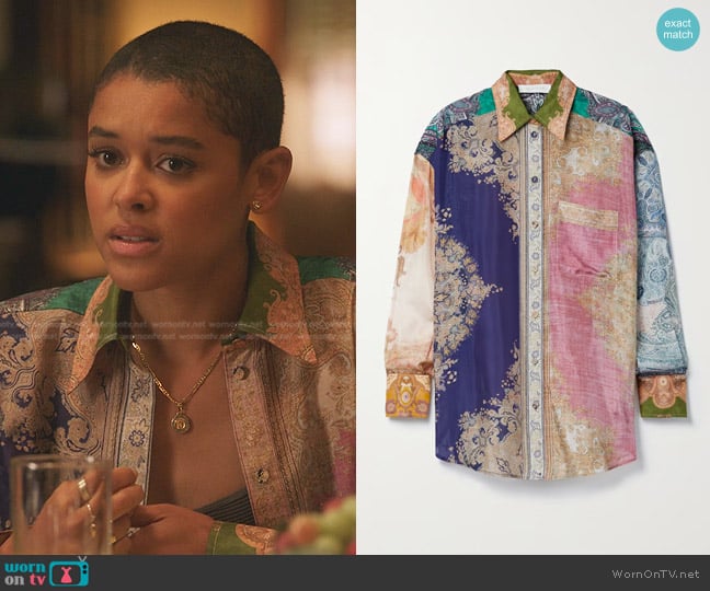 Zimmermann Printed Silk crepe de chine Shirt worn by Julien Calloway (Jordan Alexander) on Gossip Girl