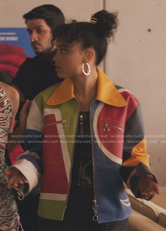 Zoya's colorblock leather jacket on Gossip Girl