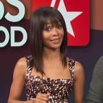 Zuri’s brown printed top on Access Hollywood