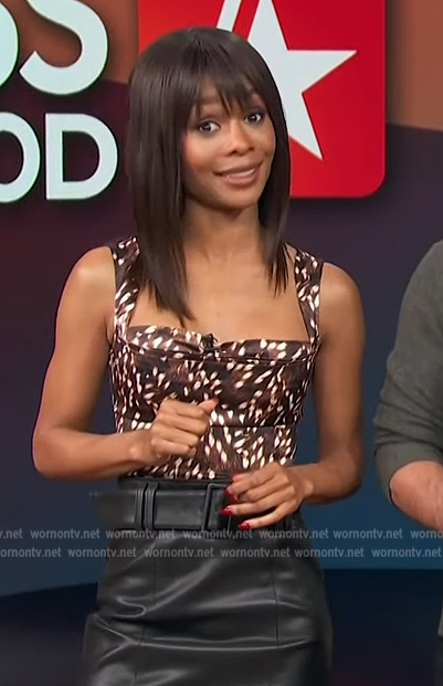 Zuri's brown printed top on Access Hollywood