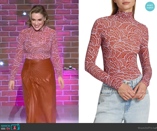 A.L.C. James Turtleneck Knit Top worn by Alyssa Milano on The Kelly Clarkson Show