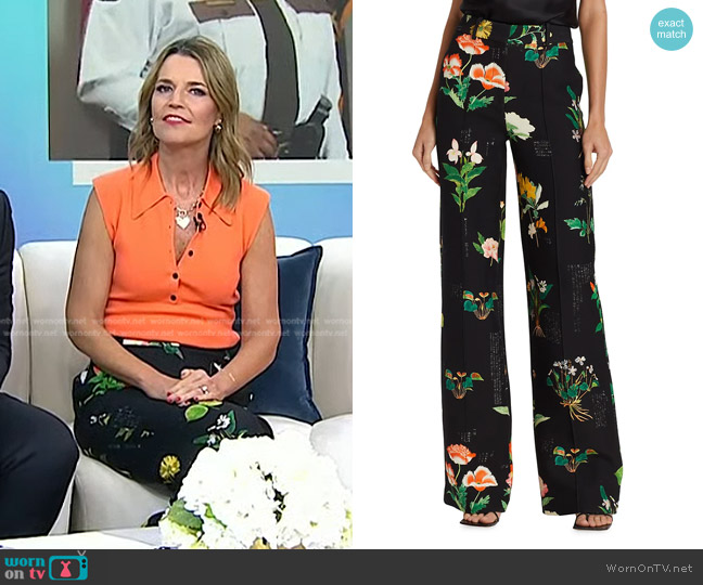 Adam Lippes Floral Silk-Wool Trousers worn by Savannah Guthrie on Today
