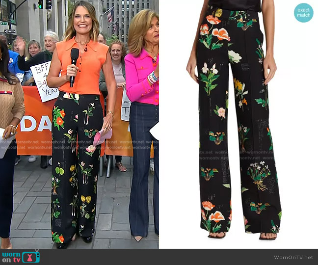 Adam Lippes Floral Silk-Wool Trousers worn by Savannah Guthrie on Today