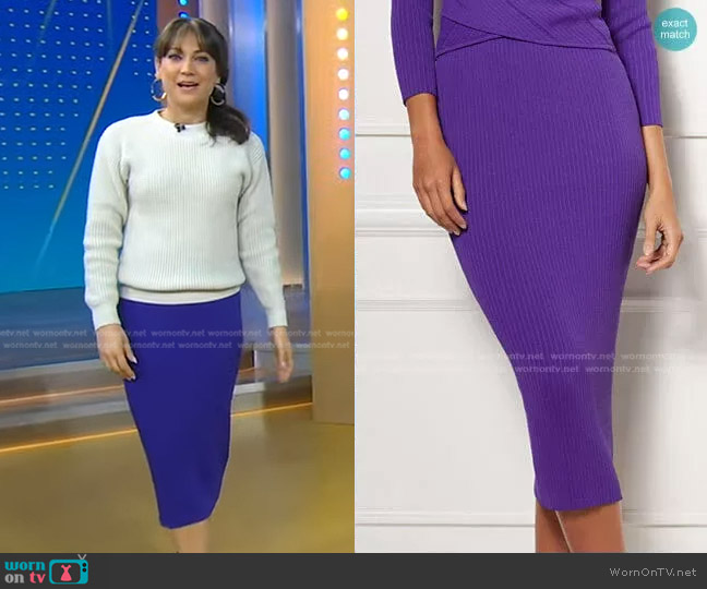 New York & Company Adelle Sweater Skirt - Eva Mendes Collection worn by Ginger Zee on Good Morning America