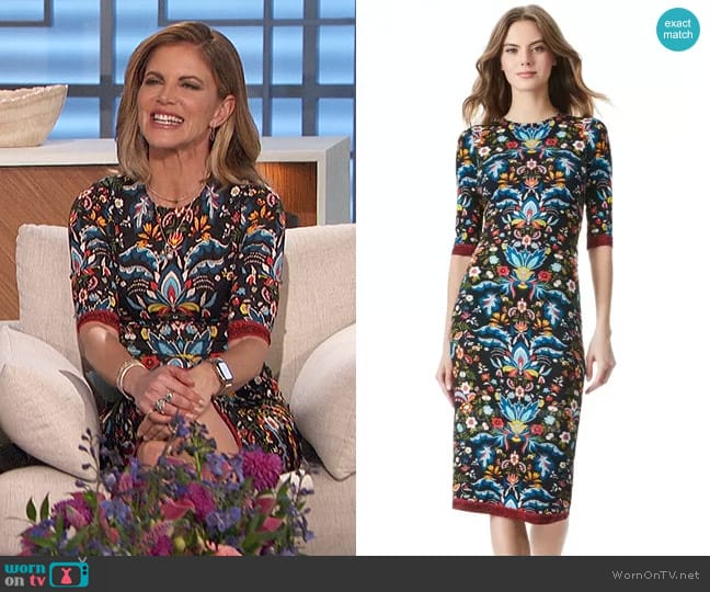 WornOnTV: Natalie’s black printed midi dress on The Talk | Natalie ...