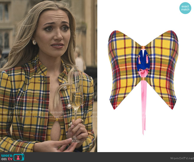 Amuse Bouche Tartan Yellow Corset Top worn by Lady Phoebe (Tilly Keeper) on You
