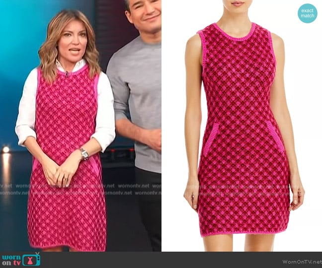 Aqua Checked Sweater Dress worn by Kit Hoover on Access Hollywood