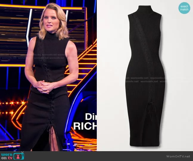 Sara’s black ribbed lace-up dress on The Chase