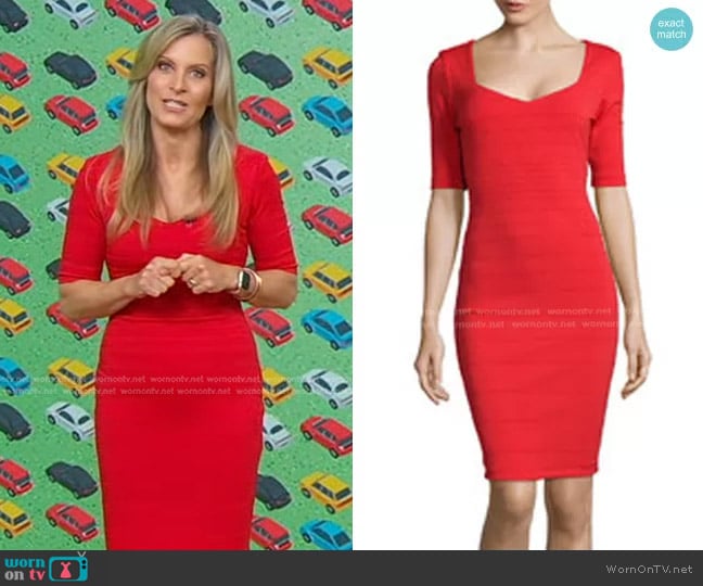 Bisou Bisou Elbow Sleeve Sweetheart Neck Bodycon Dress worn by Becky Worley on Good Morning America