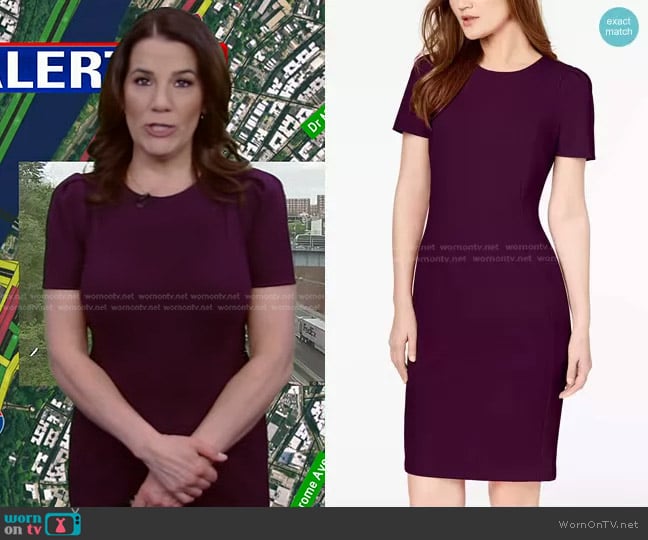 Calvin Klein Seamed Scuba Crepe Sheath Dress worn by Heather O’Rourke on Good Morning America