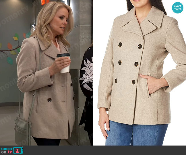 Calvin Klein Wool-Cashmere Double-Breasted Peacoat worn by Felicia Scorpio (Kristina Wagner) on General Hospital